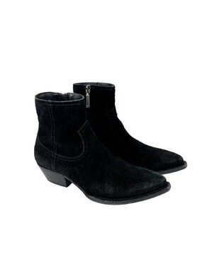 Saint Laurent YSL Lukas Womens Ankle Boots Black Suede Western size EU 36 US 6